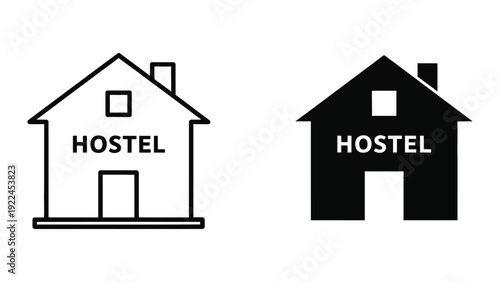 Hostel icon in outline and solid styles
