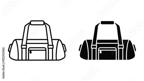 Simple black and white duffel bag illustration