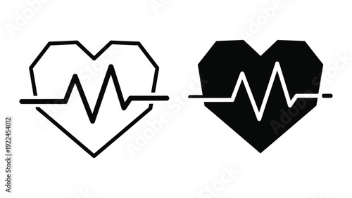 Heartbeat symbol in black and white