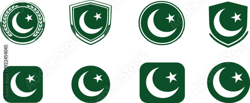 Pakistan Round Flag Icon Collection for Football Tournament and Sports Event Celebration Design Set