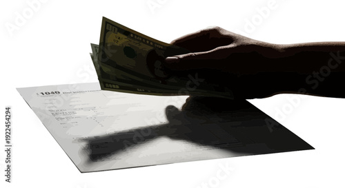 A person's hand holding a black and white patterned object over a white surface.