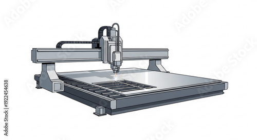 Cnc machine engraving metal sheet with precision cutting tool in industrial manufacturing process
