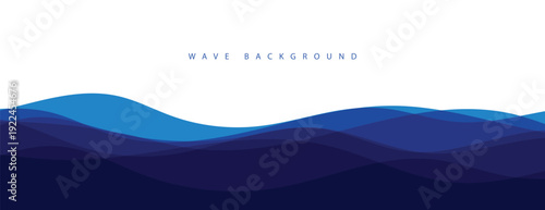 Blue Abstract Wave Background. Modern Flowing Ocean Banner Design