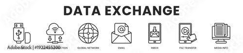Data Exchange All In One Icon Multi Styles Vector Set