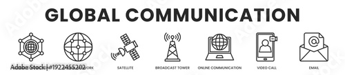 Global Communication All In One Icon Multi Styles Vector Set