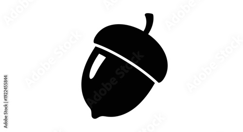 Black Acorn Silhouette Icon Illustration.