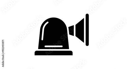 Black Silhouette of Alarm Bell Icon.