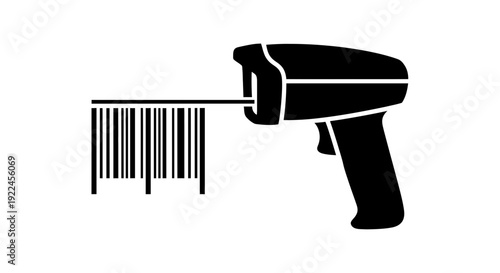 Barcode Scanner Device Illustration on White.