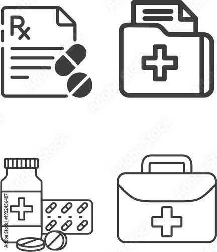 Hospital Icon Set Multiple Style Collection Vector Illustration, Placebo Pill Icon Set Multiple Style Collection. Healthcare icon set multiple style collection First Aid Icon Multiple Style Medicine.