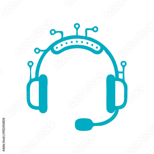 Minimal customer support headset icon featuring a clean rounded headband and integrated microphone boom. Designed with consistent stroke weight and modern SaaS aesthetics, ideal for helpdesk, call cen