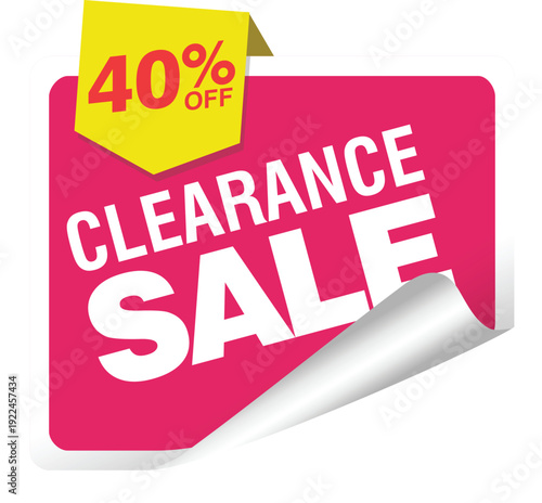 Vibrant pink sale banner with 40% off and clearance sale text