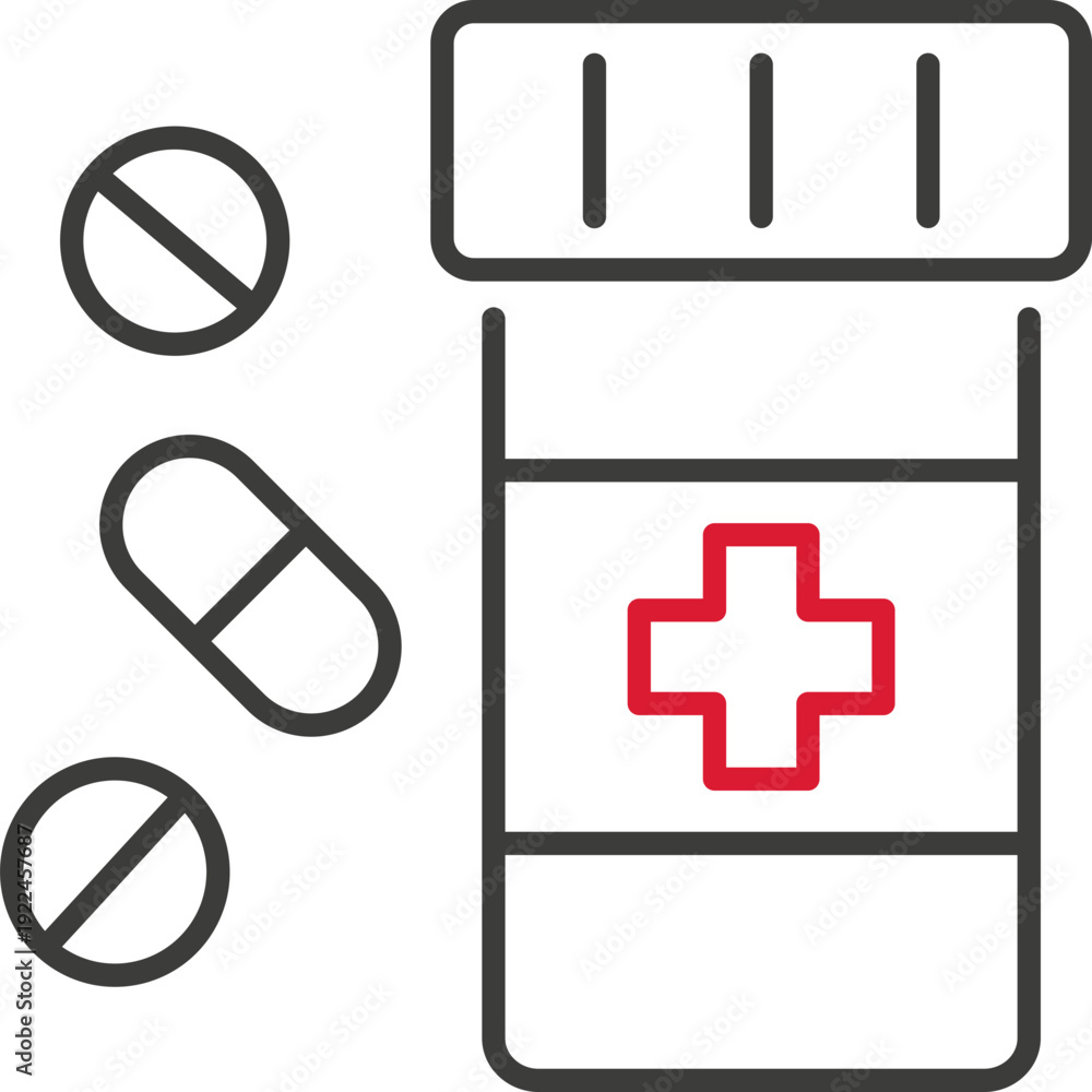 Fototapeta premium Animated Return Policy Lineal Icon Style, Pharmacy Outline Icon Personal injury law icon lineal illustration concept with icon of malpractice, empathy, accidents, medical reports, compensation, lawyer