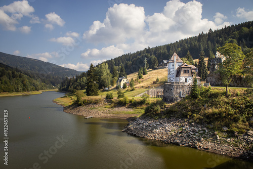 Elbe Dam in the Giant Mountains in autumn