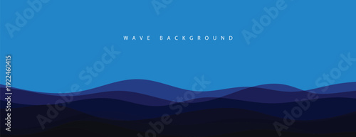 Blue Abstract Wave Background. Modern Flowing Ocean Banner Design