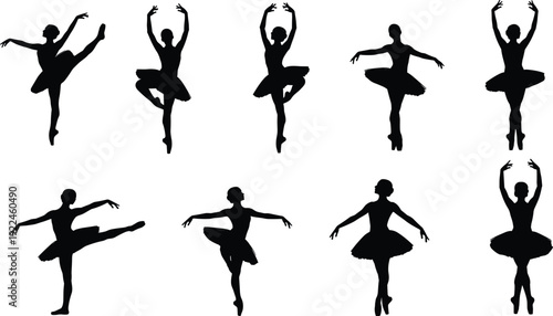 Military soldier silhouette squad in combat mission poses, special forces personnel with assault rifles and tactical gear, army team collection.