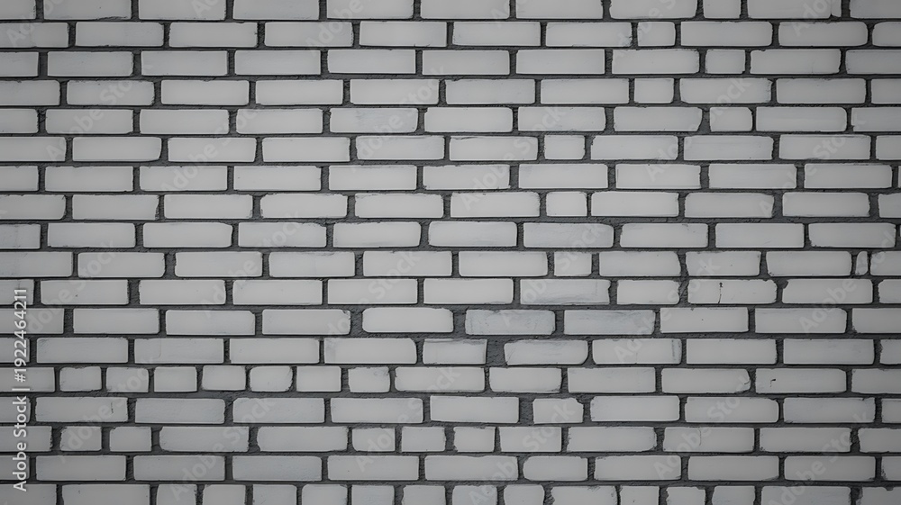 Fototapeta premium Repeating Pattern of White Bricks with Dark Gray Mortar Joints brick wall brick texture
