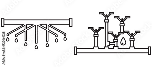Set of construction and plumbing tools line art and illustrator eps 10