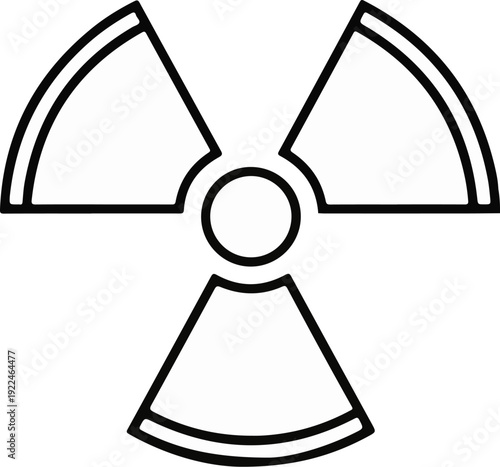 Simple black and white radiation warning symbol outline