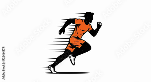 Silhouette of a runner in orange athletic wear in motion
