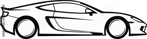 Sleek black and white outline of a modern sports car