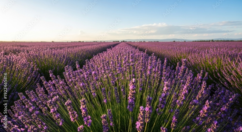 Fototapeta premium Lavender field at sunset - Aromatic beauty in Provence, France.
