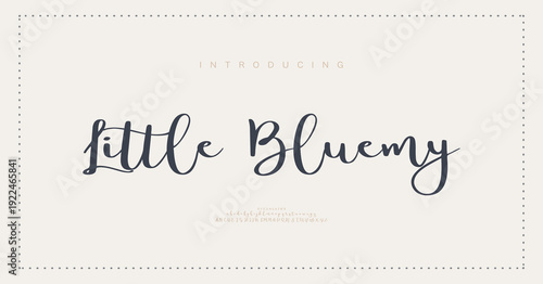 Little Bluemy, Script elegant luxury alphabet font logo. Typography modern classic lettering serif italic fonts decorative wedding vintage retro logos. vector illustration
