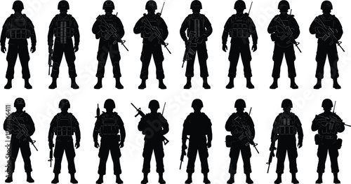 Silhouette, of, active, family, with, father, mother, son, and, daughter, running, together, for, fitness, health, and, wellness, on, white, background