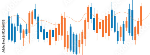 Abstract Financial Stock Market Candlestick Chart with Moving Average Line