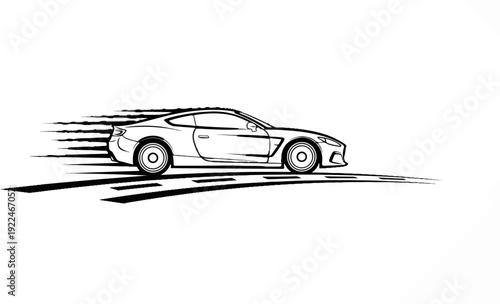 Sleek sports car depicted in motion with dynamic brush stroke effect