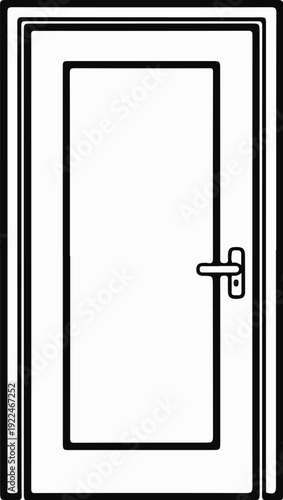 Simple line drawing of a closed door with a door handle on the right