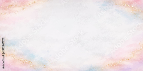 Abstract blue watercolor splashes create a vintage sky texture with grunge paper patterns and light summer cloudscape illustrations on an aged antique parchment