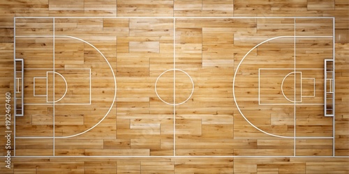wooden hardwood maple floor basketball court overhead view