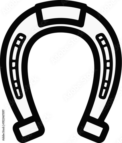 Stylized black outline of a horseshoe with nail holes and top band