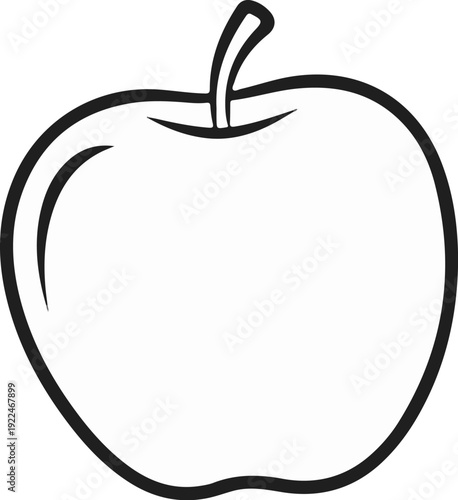Simple outline drawing of a single apple with a stem and slight curve