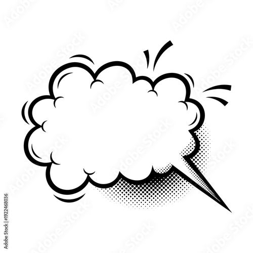 Comic Book Speech Bubble with Halftone Dots and Dynamic Lines