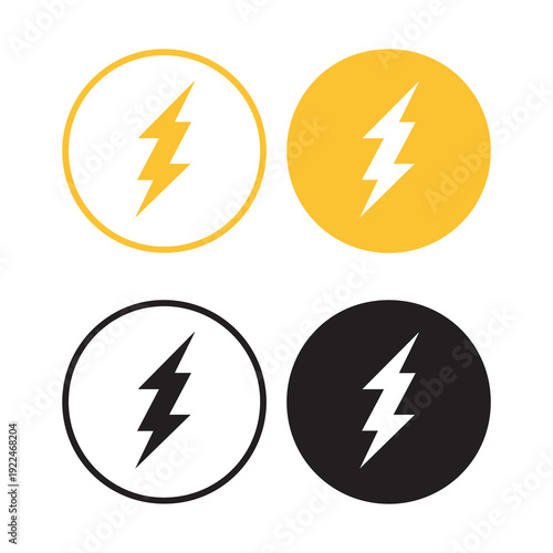 Free Download Four circular symbols featuring bold yellow and black lightning bolts - GFXLoad