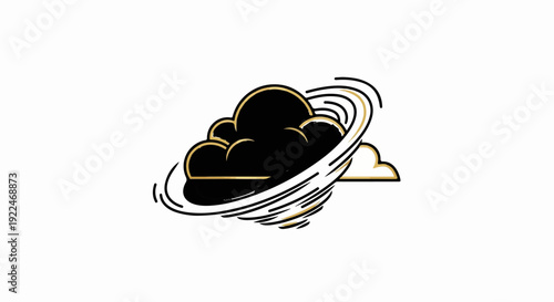 Stylized black cloud with swirling golden lines and a hint of white