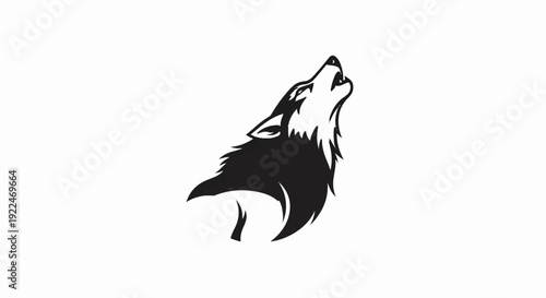 Silhouette of a wolf's head howling upwards