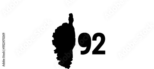 Silhouette of an island shape with the number 92