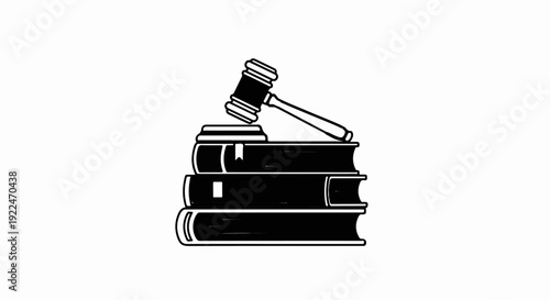 Stack of law books with a gavel on top
