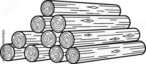 Stacked logs with visible grain and knot details