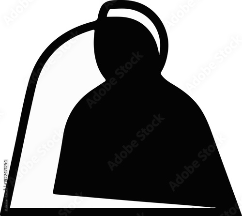 Silhouette of person under a dome, abstract concept