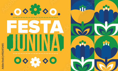 Festa Junina in Brazil. Brazilian festival. Happy holiday. Brazil flag. Carnival and parade. Summer fun party. Vector illustration