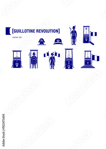 Guillotine Revolution Vector Set - Black Silhouette Illustrations, French History Graphics, Revolutionary Icons, Historical Era Design Elements