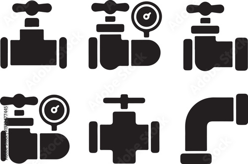 Simple black pipe set vector illustration collection