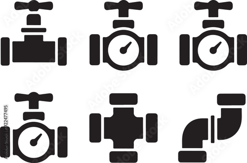 Simple black pipe set vector illustration collection