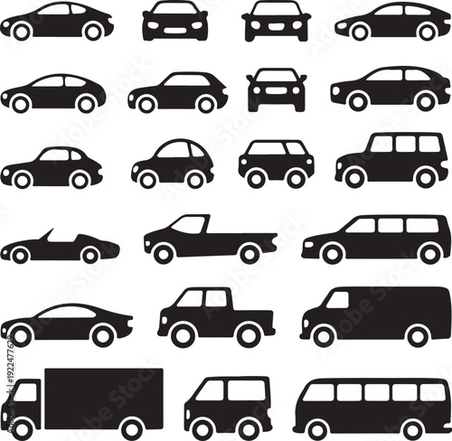 Simple car front and side (gray silhouette