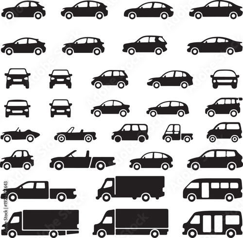 Simple car front and side (gray silhouette