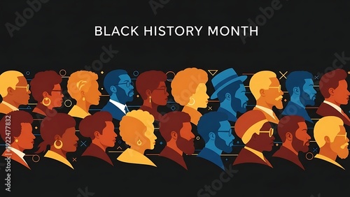Diverse group silhouettes celebrate heritage black history month event