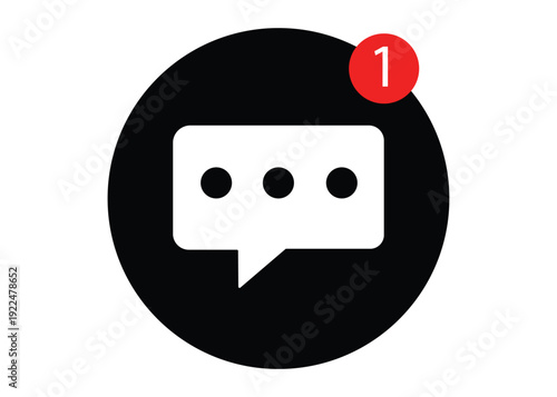 Message Notification Icon – Chat Bubble Alert App UI Symbol Vector